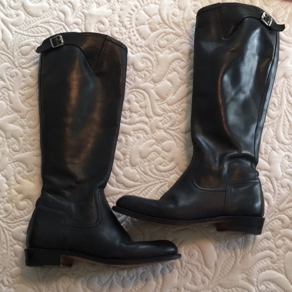 Frye black leather riding boots