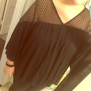 H&M black top with top detail and bell sleeves