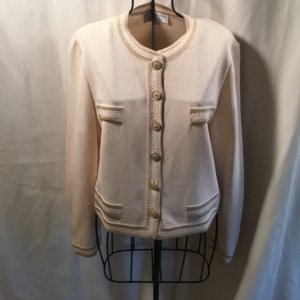 St. John cream with gold accents sweater