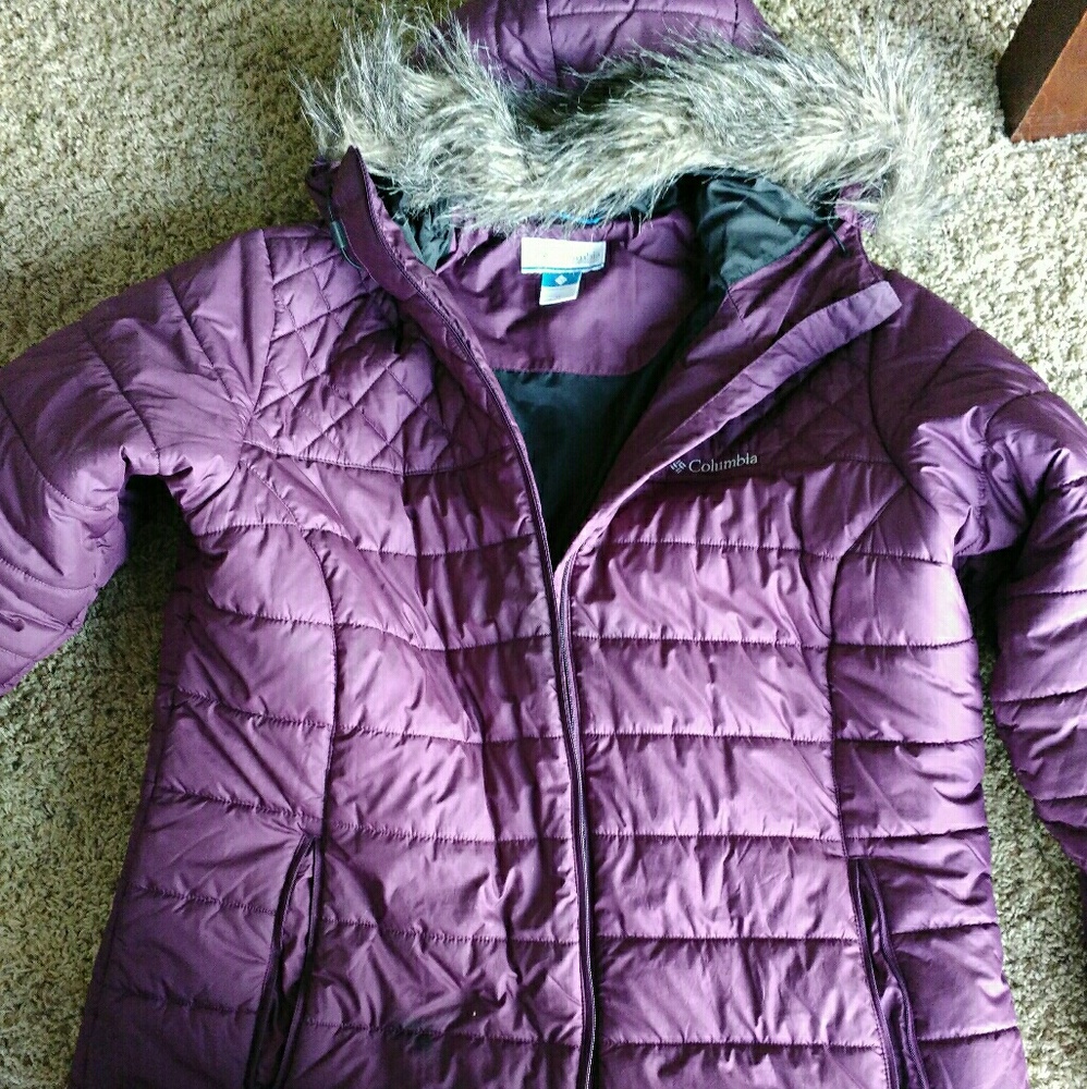 Columbia Purple 1X Fur-Lined Hood Coat