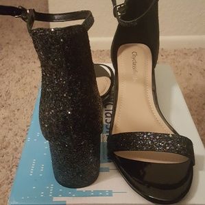 Chunky Black Glitter Heel