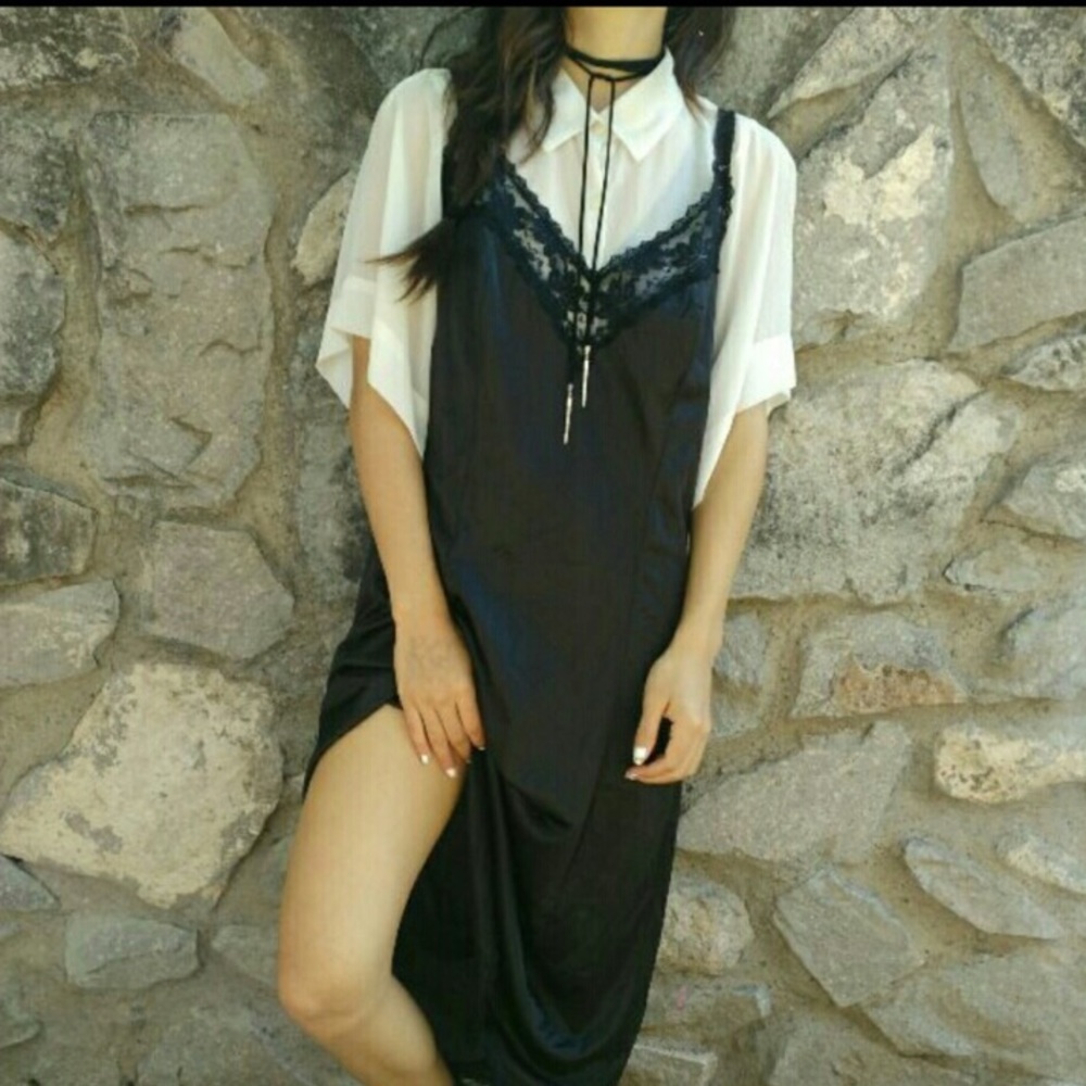 Black Lace Slip Dress