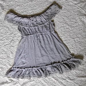 Off the Shoulder Grey Bohemian Dress Size M.