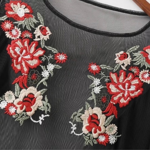 New Sheer Floral Embroided Maxi - Picture 3 of 3