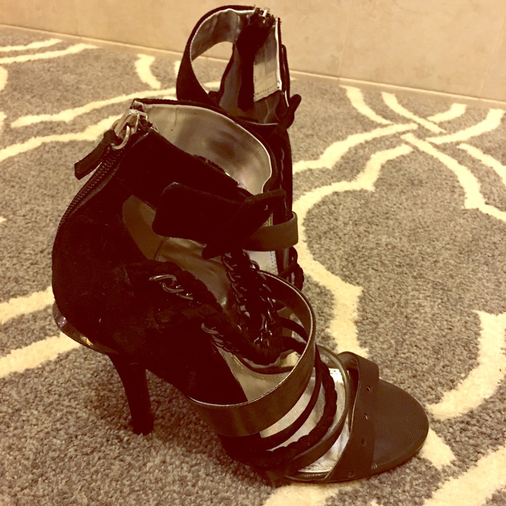 Bebe black strap high heel sandal Megan style