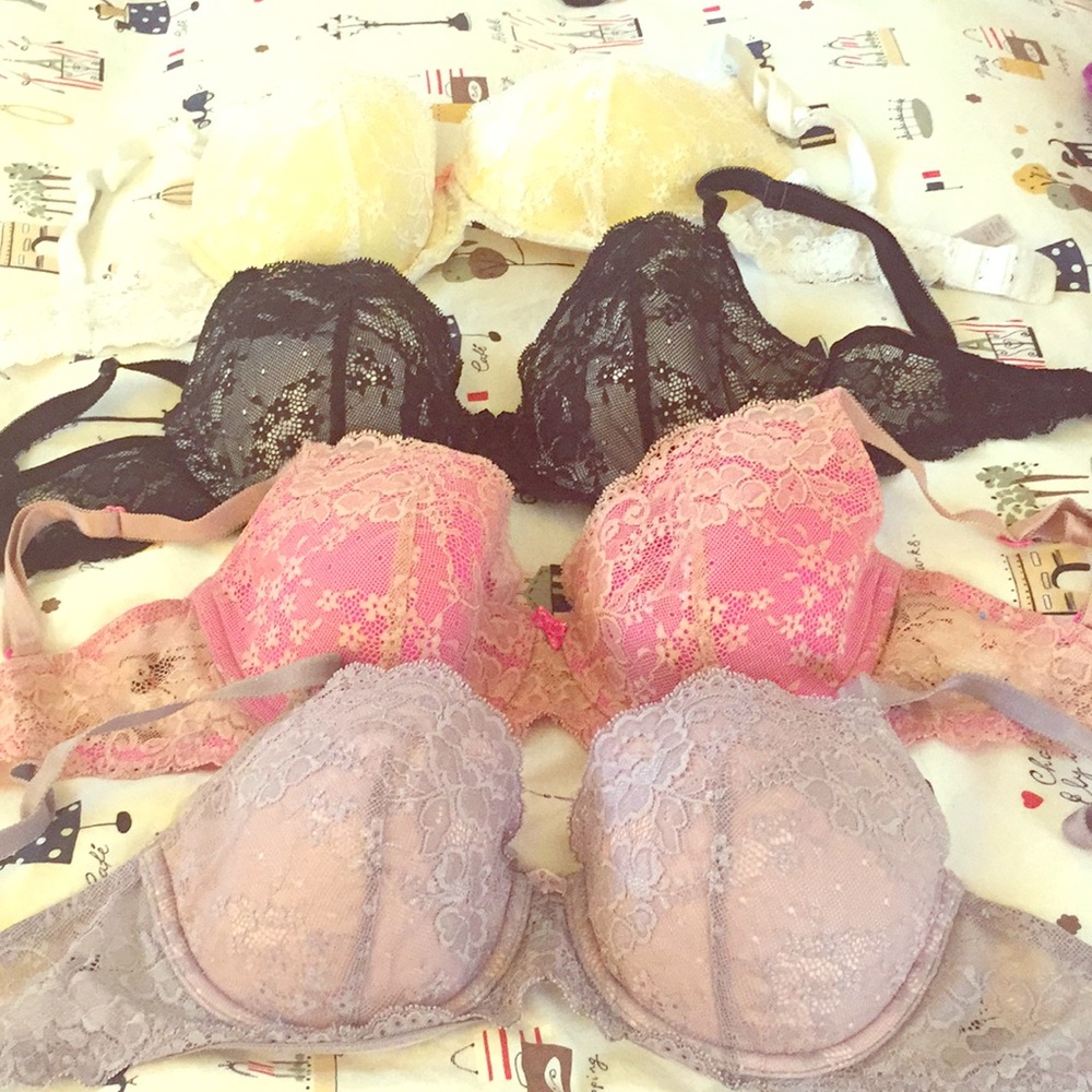All 4 Victoria’s Secret Lined Demi Lace Bras 32DD