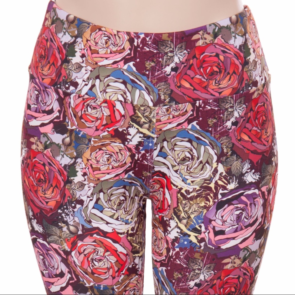 Winter Roses Leggings, Buttery Soft, Tall & Curvy