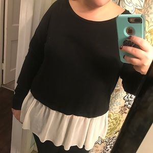 Black and white chiffon bottom top