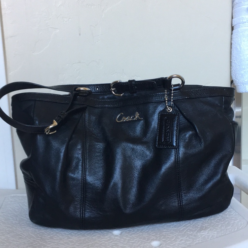 Coach Ashely black leather tote purse