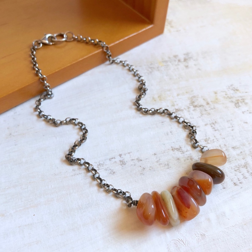 {HANDMADE} Carnelian Stone & Chain Necklace