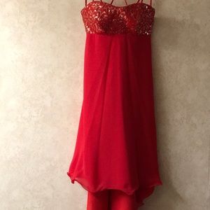Red Asymmetrical Dress with Straps
