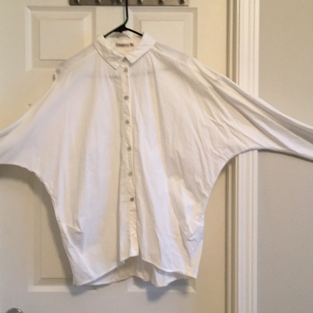 White cotton blouse - dolman sleeves