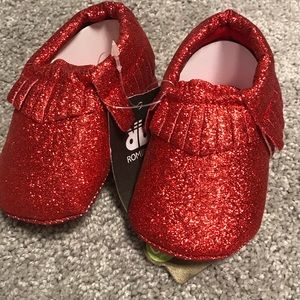Red Glitter Moccasins