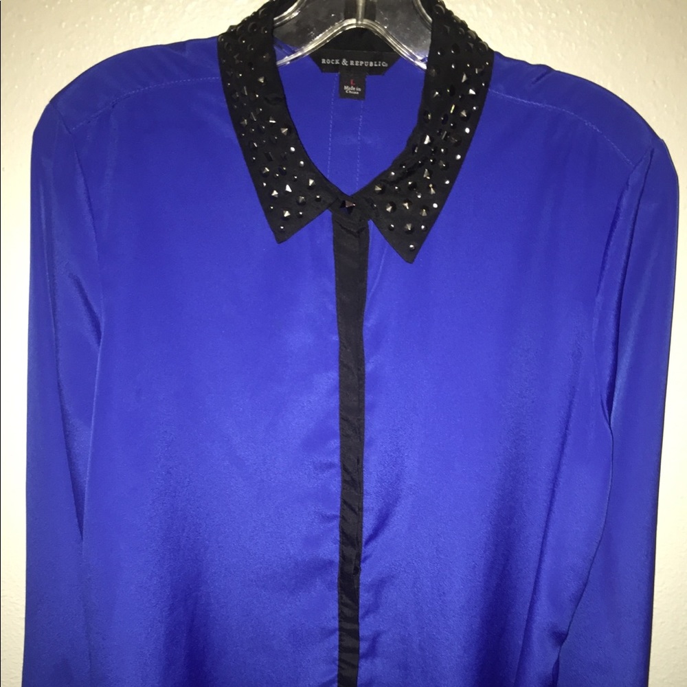Rock and Republic Navy Blue and Black Blouse