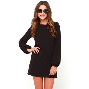 lulus//Black Long Sleeve Shift Dress $20