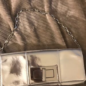 Silver clutch/shoulder bag