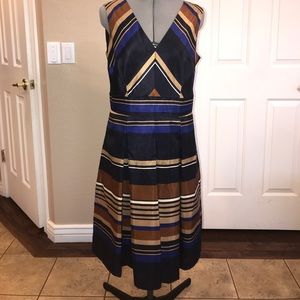 Multicolored sleeveless fit and flare dress