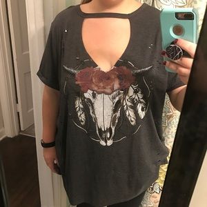 Torrid v neck top with choker neckline