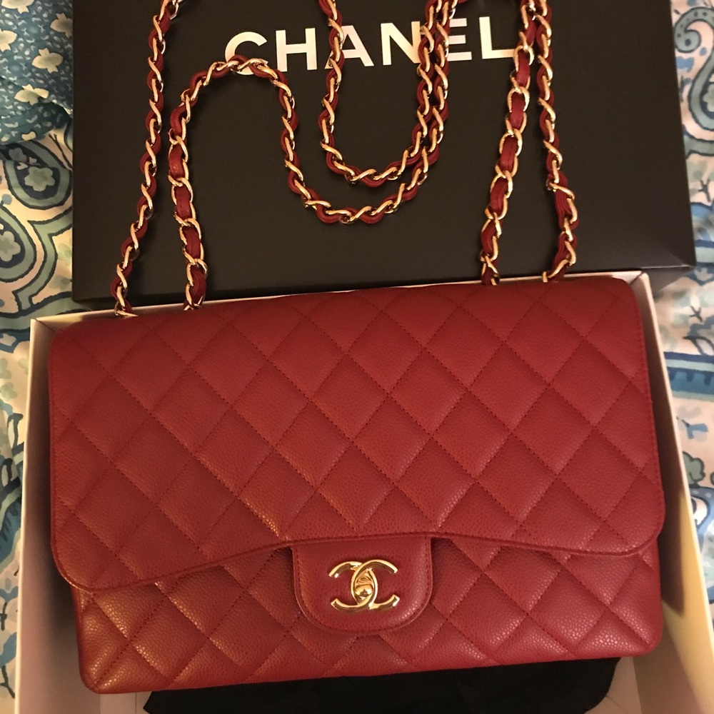 Chanel Caviar red jumbo bag