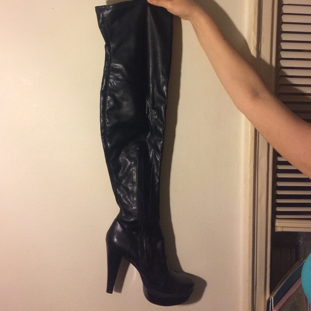 Nine West Black Thigh High Heel Boots