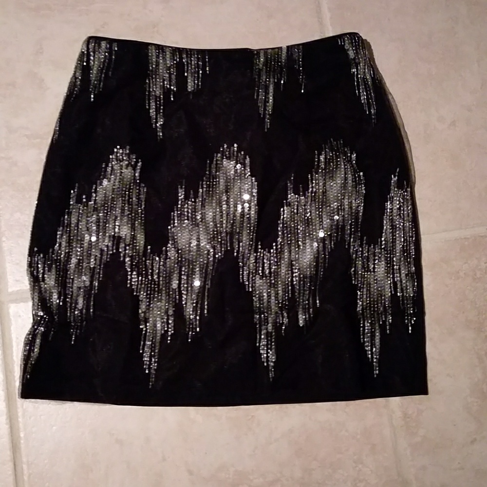 Black and grey sequin skirt