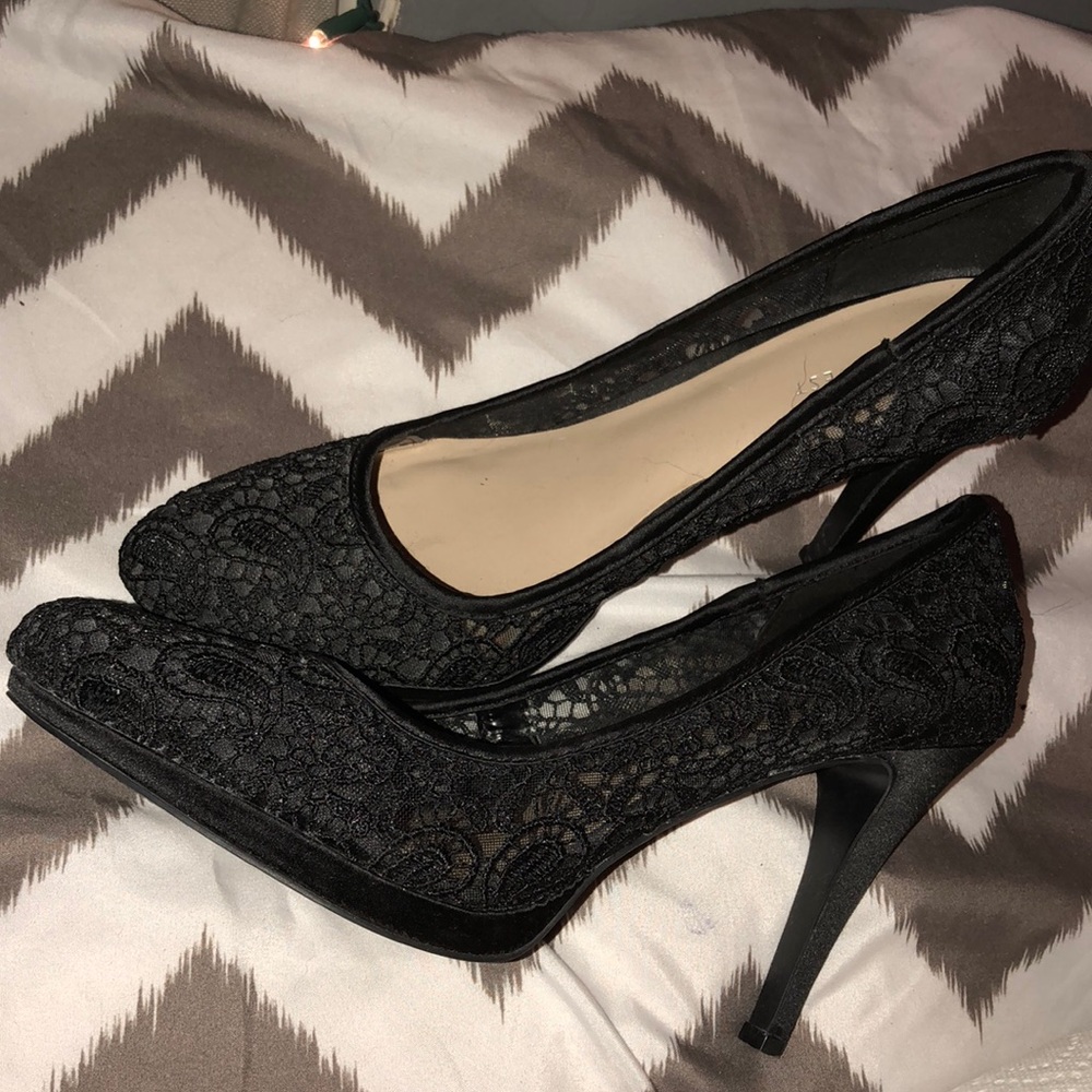 black laced heels