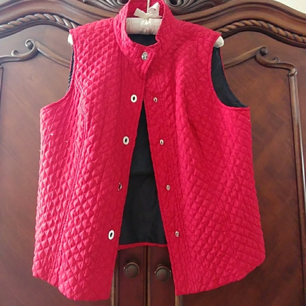 Red quilted vest.