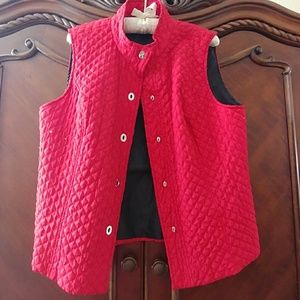 Red quilted vest.