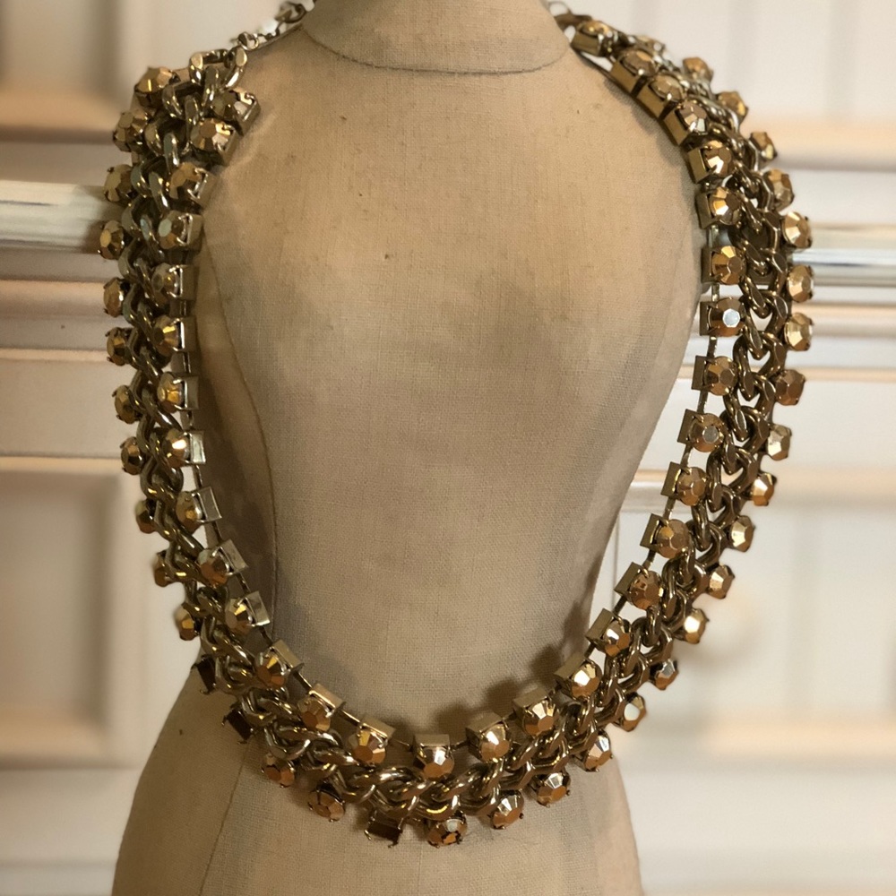 Chunky Gold Beaded Statement Necklace