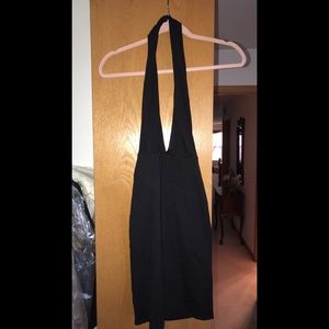 Black Backless Halter Body Con Dress