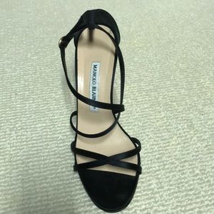 Manolo Blahnik Black Satin Sandals