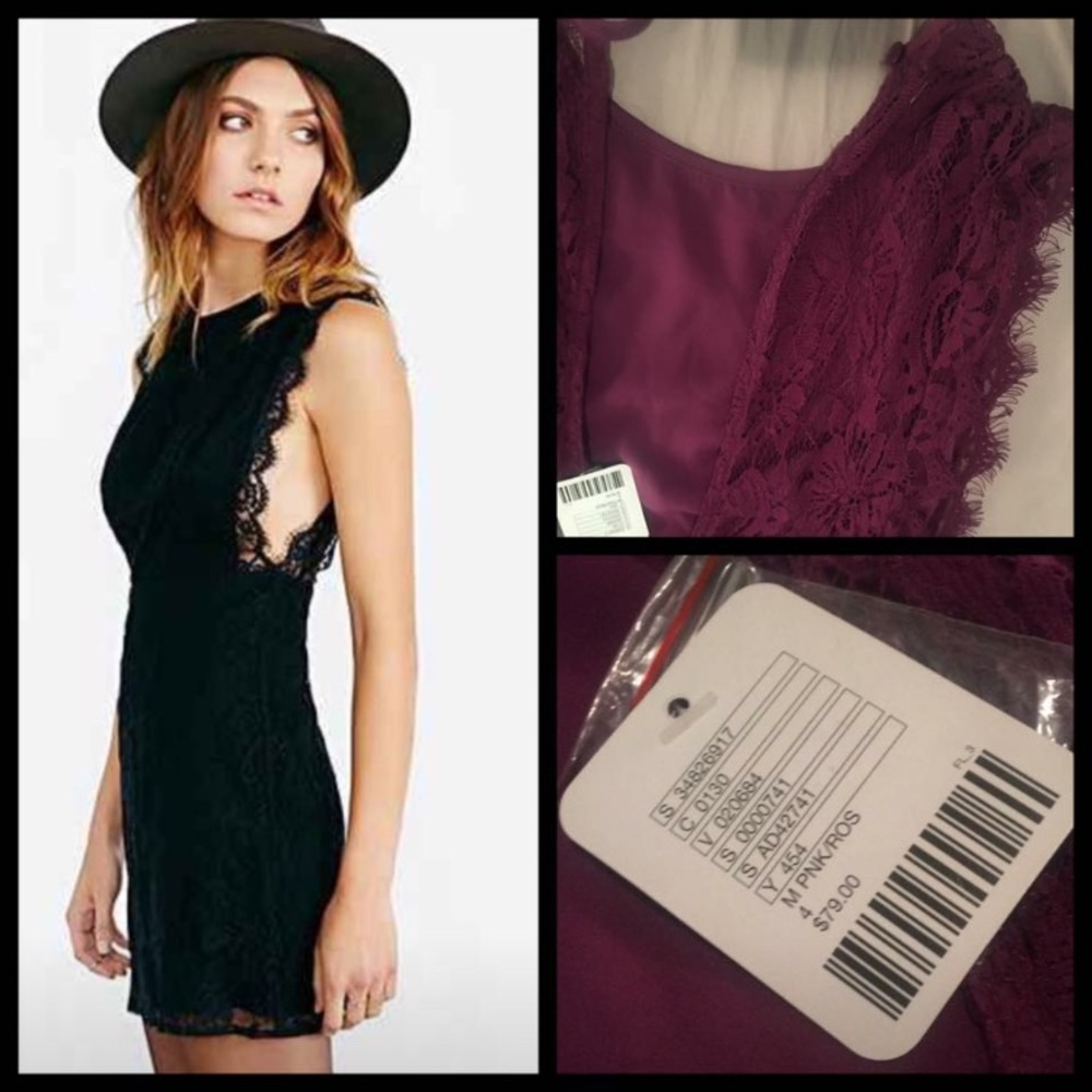 Maroon lace mini dress