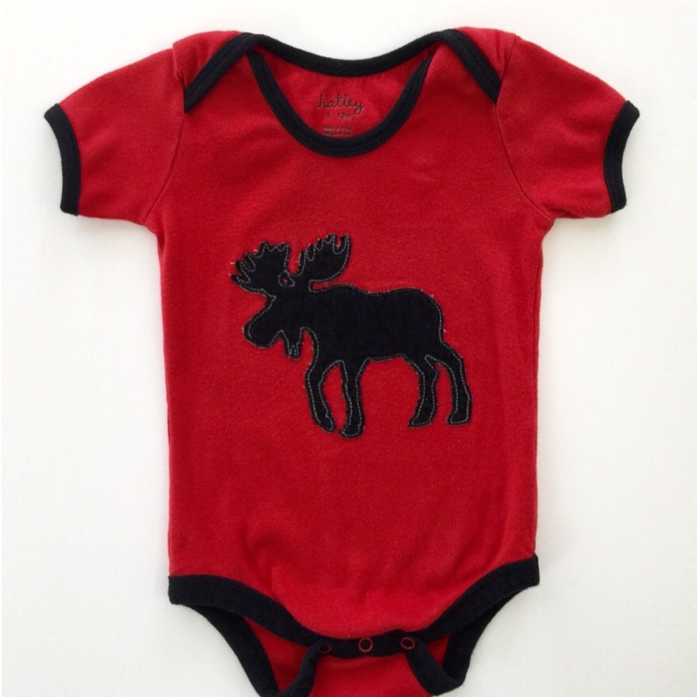 Hatley: Red/Black Mouse Appliqué Onesie.