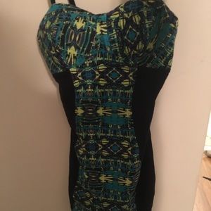 Green black blue material girl mini bodycon dress