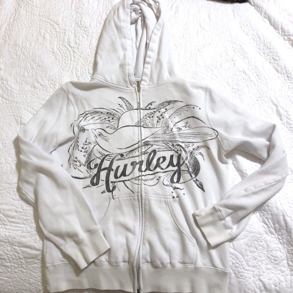 White Hurley Hoodie Bird L