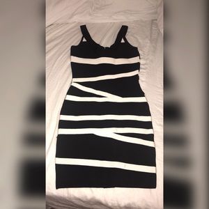 herve leger bandage dress black and white