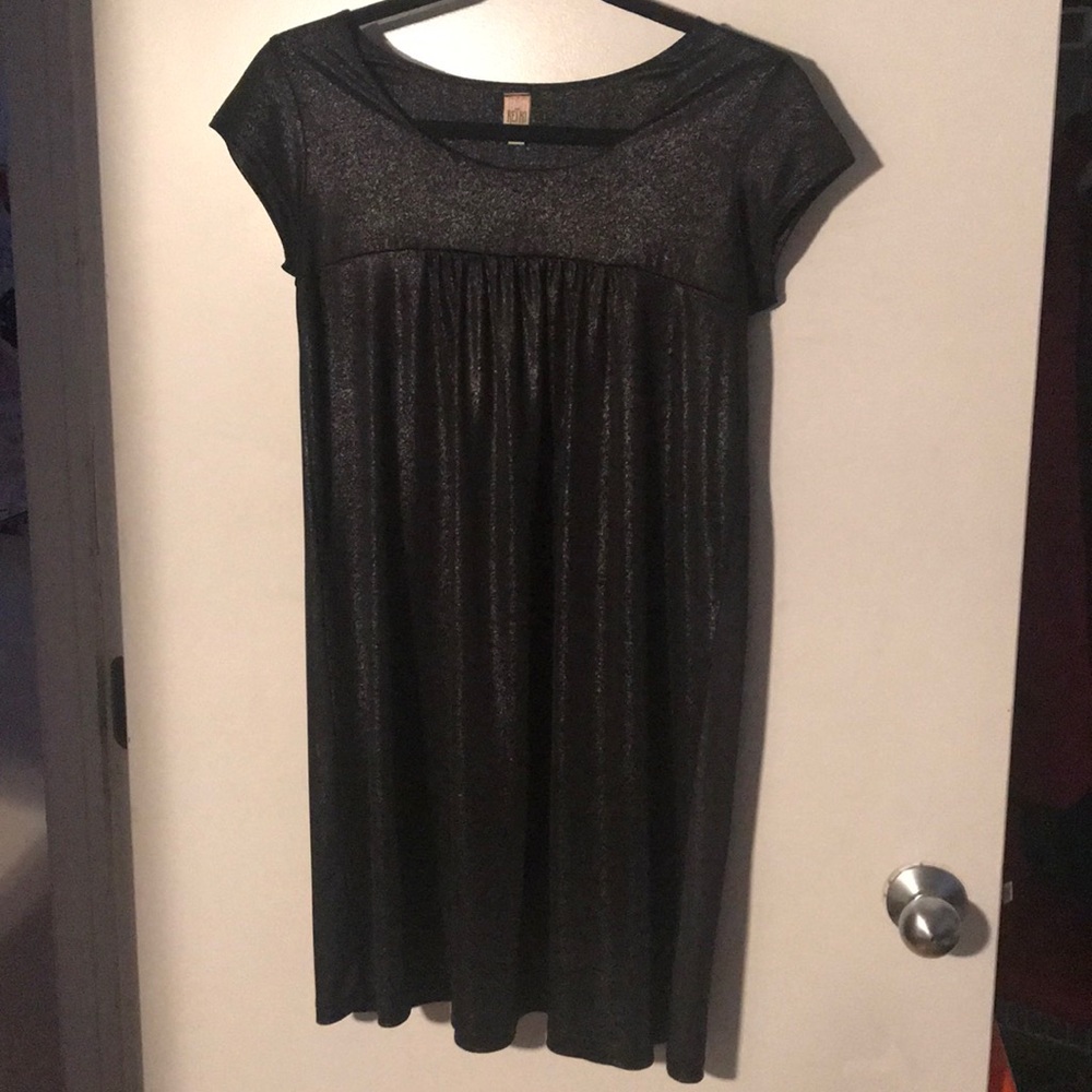 Black shiny retro baby doll dress