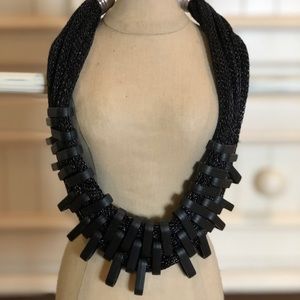 Black Mesh & Acrylic Statement Necklace