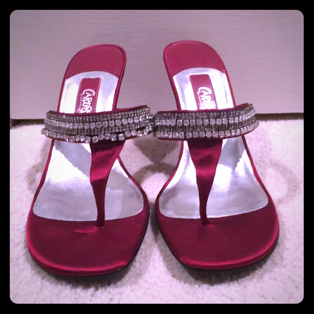 Carlos Deep Red with Rhinstone Heels