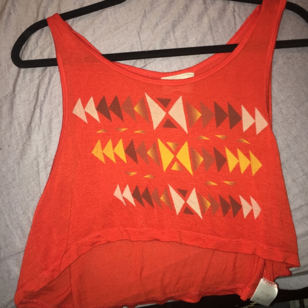 Orange geometric crop top