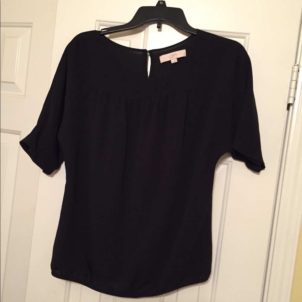 Black elbow length sleeve blouse Loft