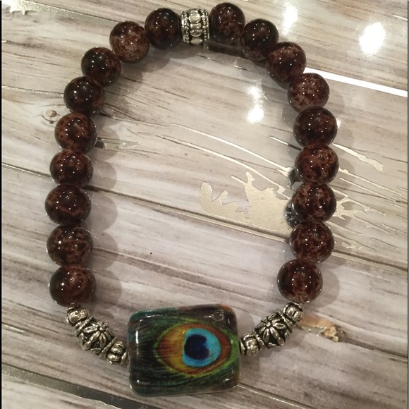 New 8mm Brown Glass Bracelet - Picture 1 of 3