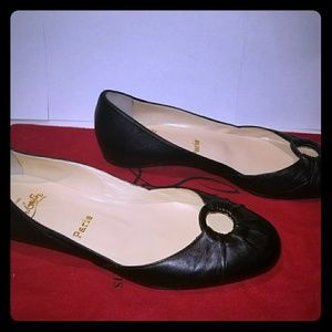 Christian Louboutin 37.5 black circle flats