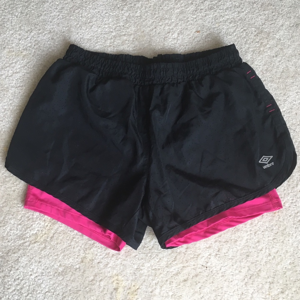 Black and Pink Exercise Shorts