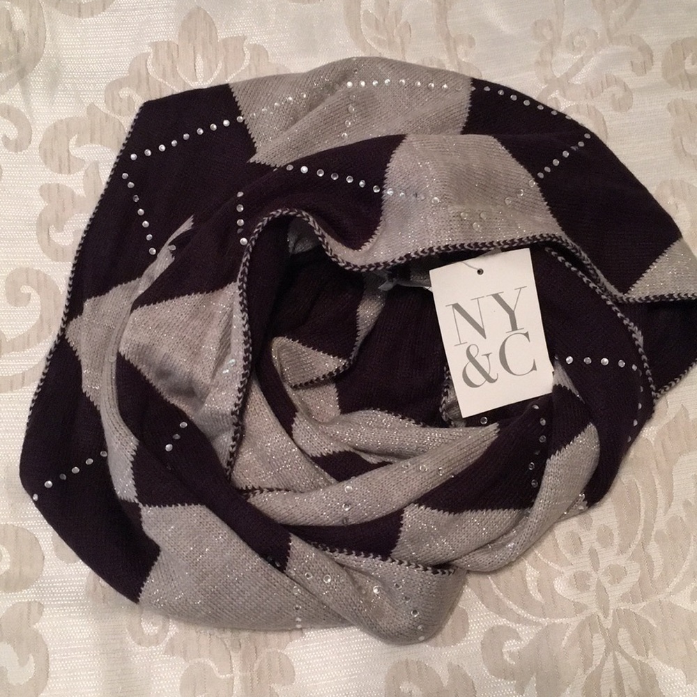 Purple/Silver Argyle Infinity Scarf