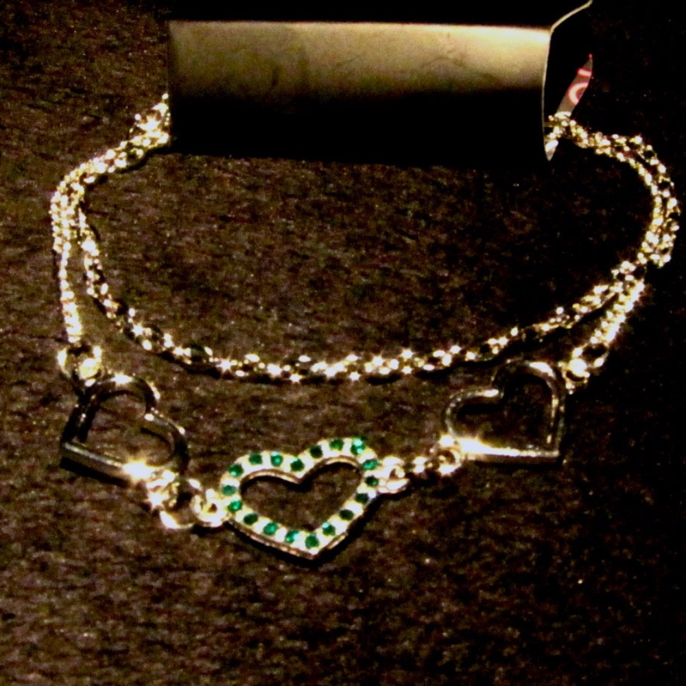 Green Gem on Heart Bracelet