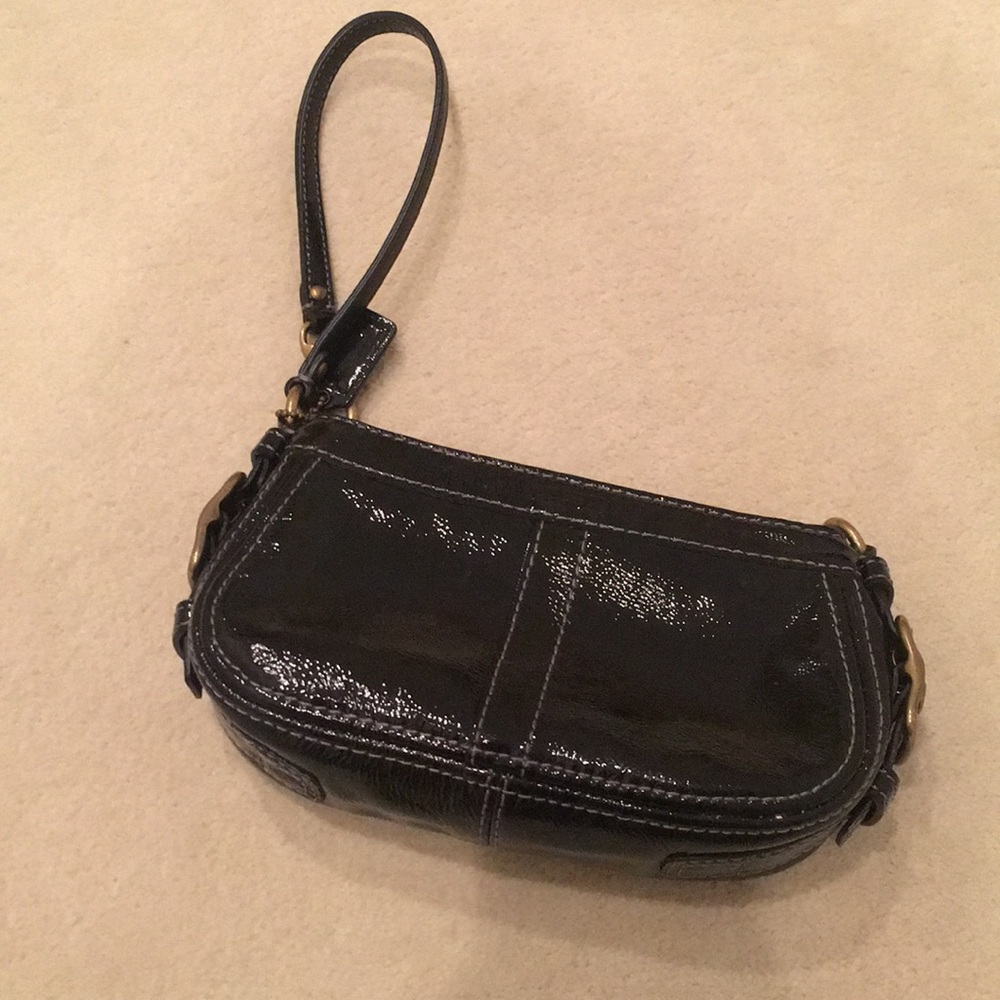 Patent Black coach wristlet