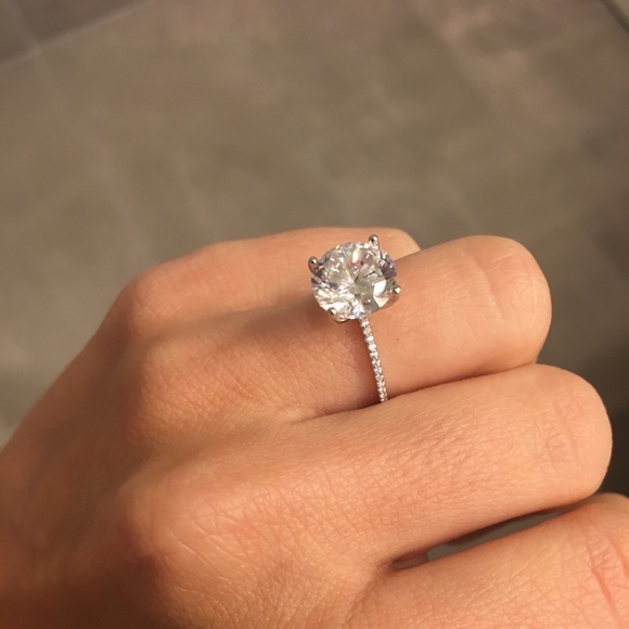 3ct cz sterling silver engagement solitaire ring - Picture 4 of 6