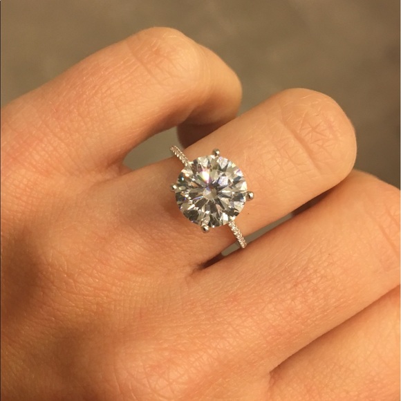 3ct cz sterling silver engagement solitaire ring - Picture 5 of 6