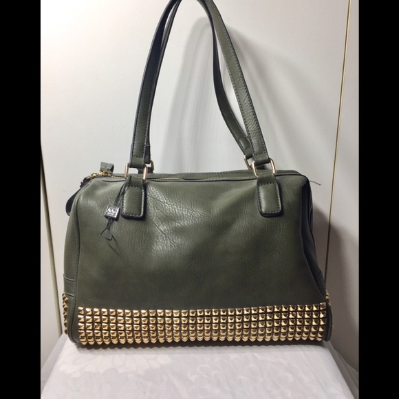 MMS Design Studio Handbags - MMS Olive Gold Studded Handbag